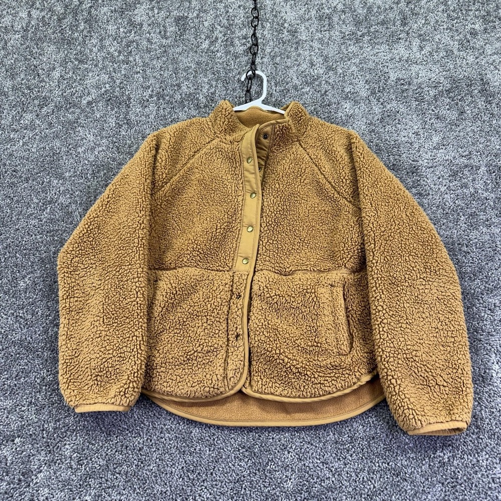 Sonoma Goods For Life Jacket Womens S Brown Faux Fur Fleece Snap Front Casual